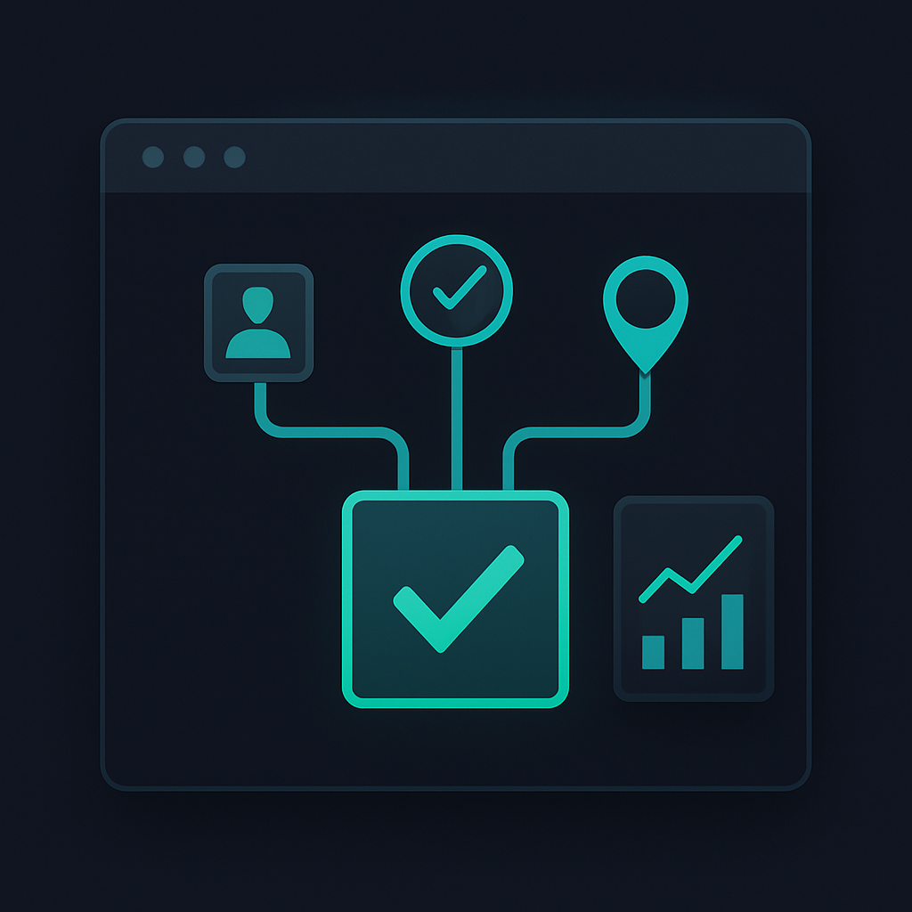 Conditional access flow assessing identity, device posture, and location, with activity analytics